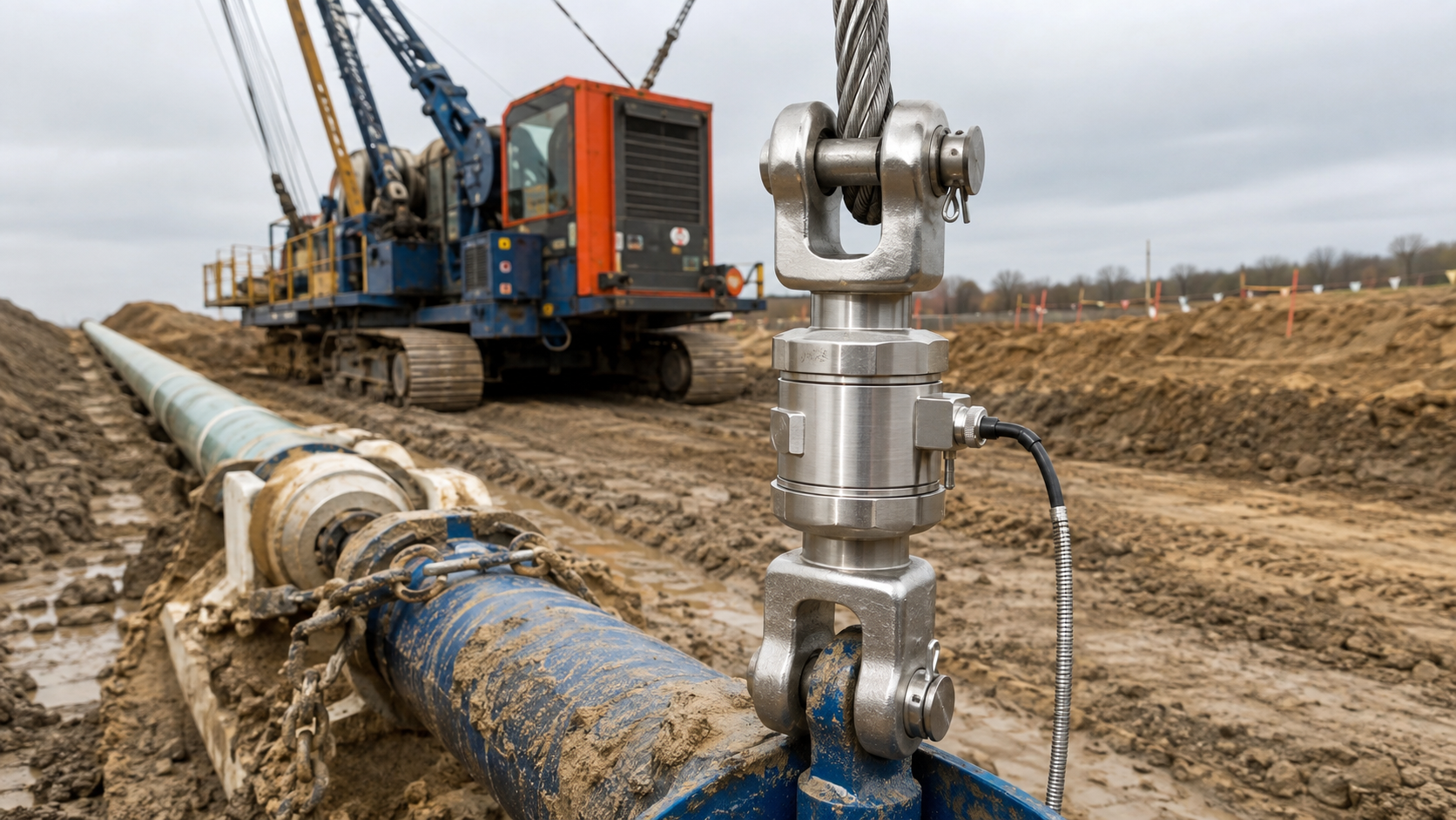 Inline Tension Load Cell in Pipeline Pulling
